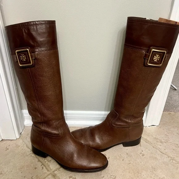 Tory Burch Brown Leather Knee-High Boots